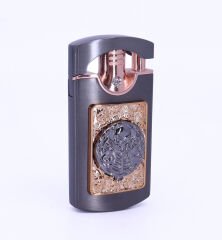 İskelet Silahşör Kabartmalı Amblem Tek Torch Puro Çakmağı - Füme