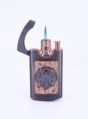 İskelet Silahşör Kabartmalı Amblem Tek Torch Puro Çakmağı - Füme