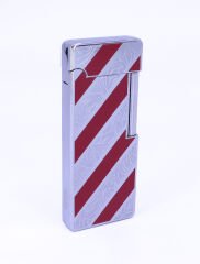 Parlak Krom - Kırmızı Şerit  Gravür İşlemeli Çakmak