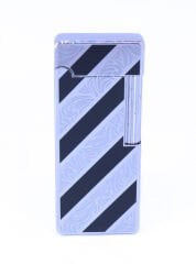 Parlak Krom - Siyah Şerit  Gravür İşlemeli Çakmak