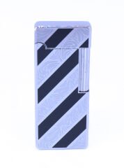 Parlak Krom - Siyah Şerit  Gravür İşlemeli Çakmak