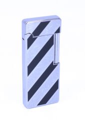 Parlak Krom - Siyah Şerit  Gravür İşlemeli Çakmak