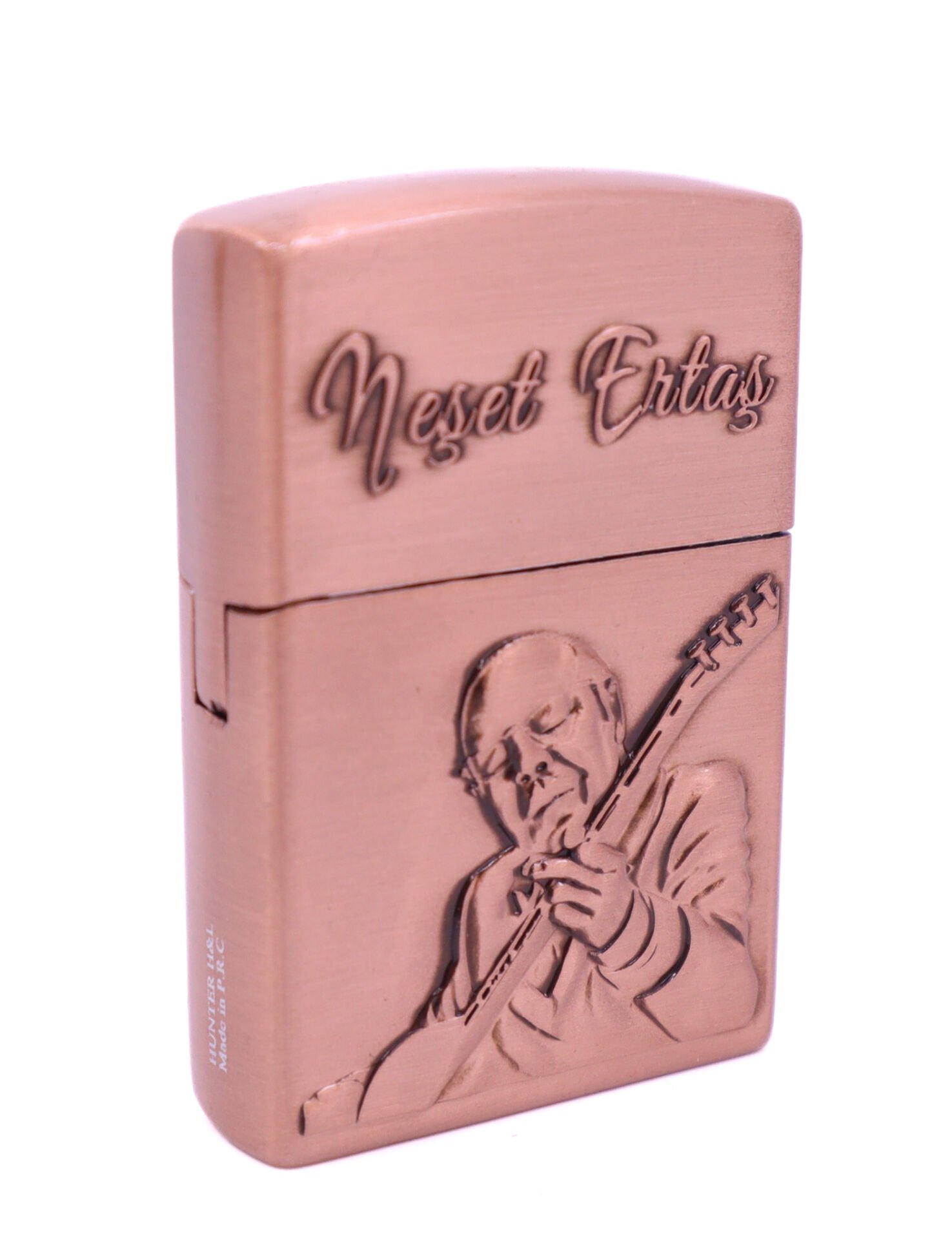 Neşet Ertaş Gravür İşlemeli Metal Çakmak - Bronz Renk