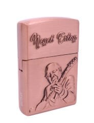 Neşet Ertaş Gravür İşlemeli Metal Çakmak - Bronz Renk