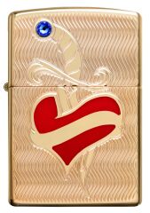 Zippo Heart And Sword Design Armor Case Çakmak