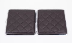 Angelo Kapitone İşleme Deri Kaplama Tabaka - Koyu Kahverengi