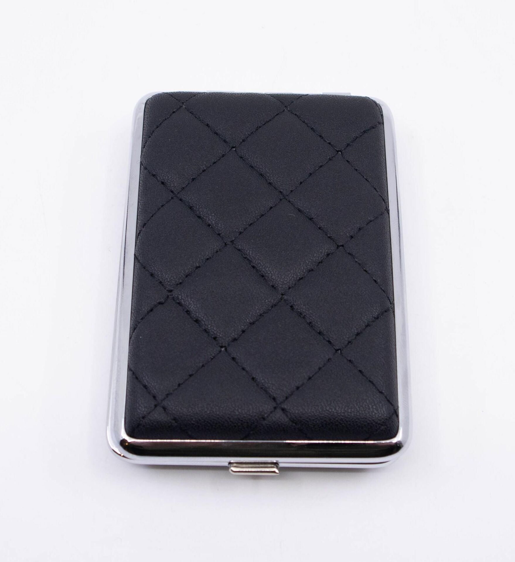 Angelo Kapitone İşleme Deri Kaplama Slim Tabaka - Siyah