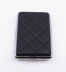 Angelo Kapitone İşleme Deri Kaplama Slim Tabaka - Siyah