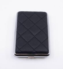 Angelo Kapitone İşleme Deri Kaplama Slim Tabaka - Siyah