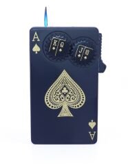 Maça As Dizayn Tek Torch Puro Çakmağı - Siyah