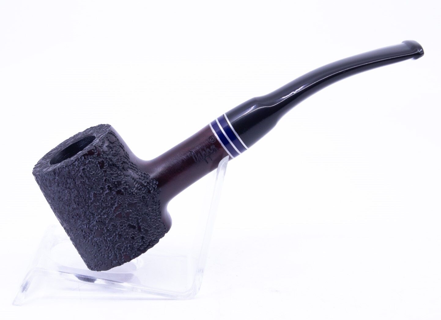 Dapper İşlemeli 9mm Filtreli Poker Pipo (Mavi Bilezik) 05