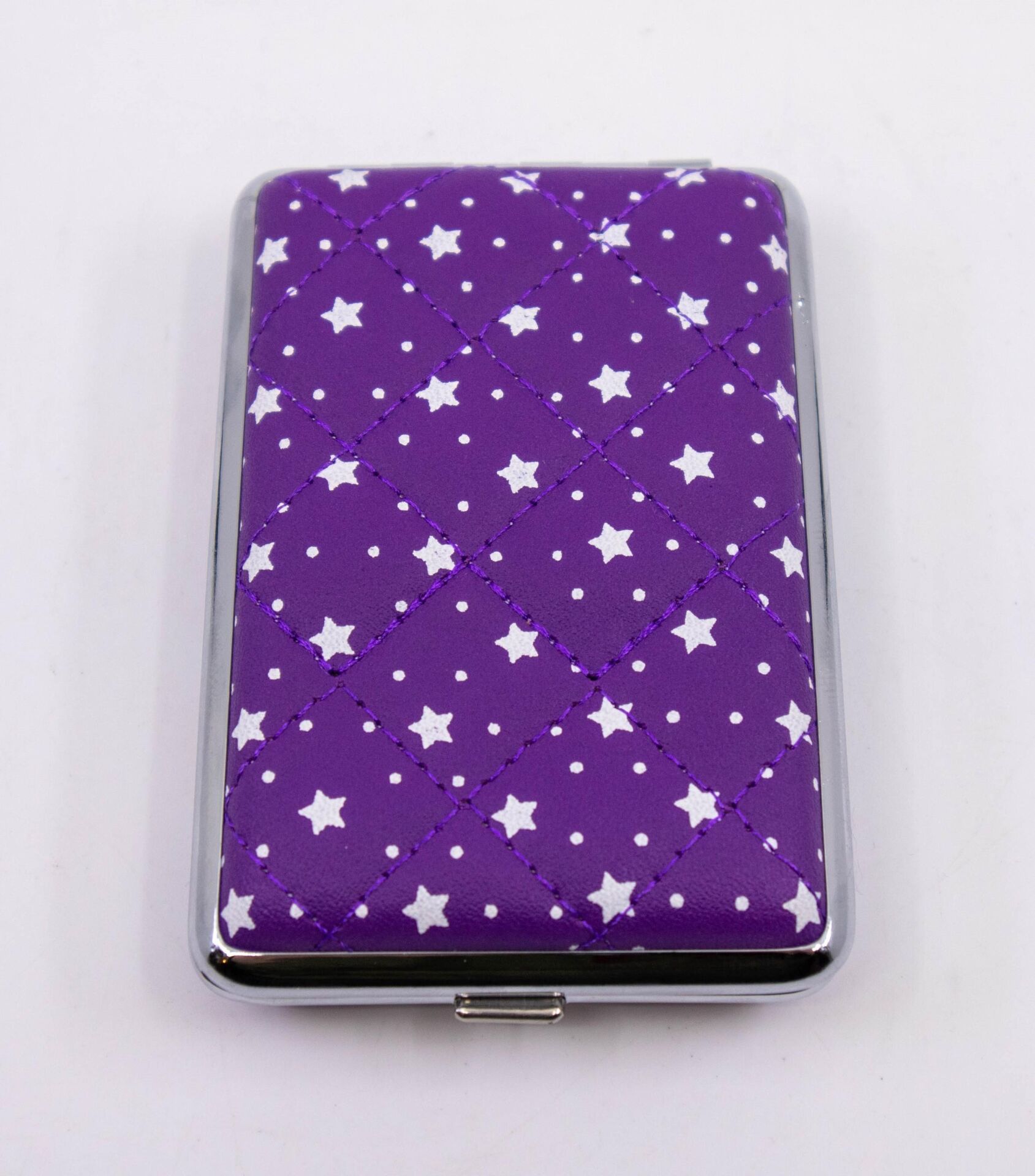 Angelo Kapitone İşleme Deri Kaplama Slim Tabaka - Mor