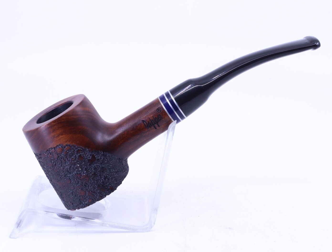Dapper İşlemeli 9mm Filtreli Poker Pipo (Mavi Bilezik) 06