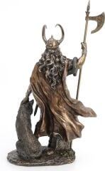 Bronz İskandinav Tanrısı Loki Kötülük ve Kurnazlık Tanrısı Heykel Biblo Ev Dekoru