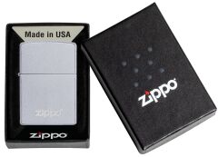 Zippo Classic Satin Chrome Logo Dizayn Çakmak