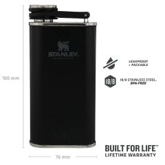 Stanley Klasik Paslanmaz Çelik Cep Matarası 0,23 Lt - Matte Black Pebble