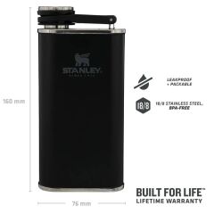 Stanley Klasik Paslanmaz Çelik Cep Matarası 0,23 Lt - Matte Black Pebble