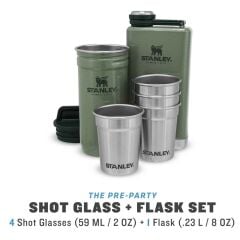 Stanley Adventure Çelik Shot Bardak ve Matara Seti - Hammertone Green