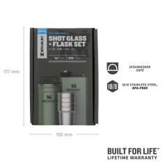 Stanley Adventure Çelik Shot Bardak ve Matara Seti - Hammertone Green
