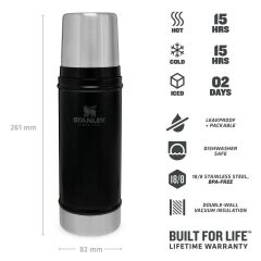 Stanley Klasik Vakumlu Termos 0.47 Lt - Matte Black Pebble