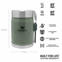 Stanley Klasik Paslanmaz Çelik Yemek Termosu Kaşıklı 0,40 LT - Hammertone Green