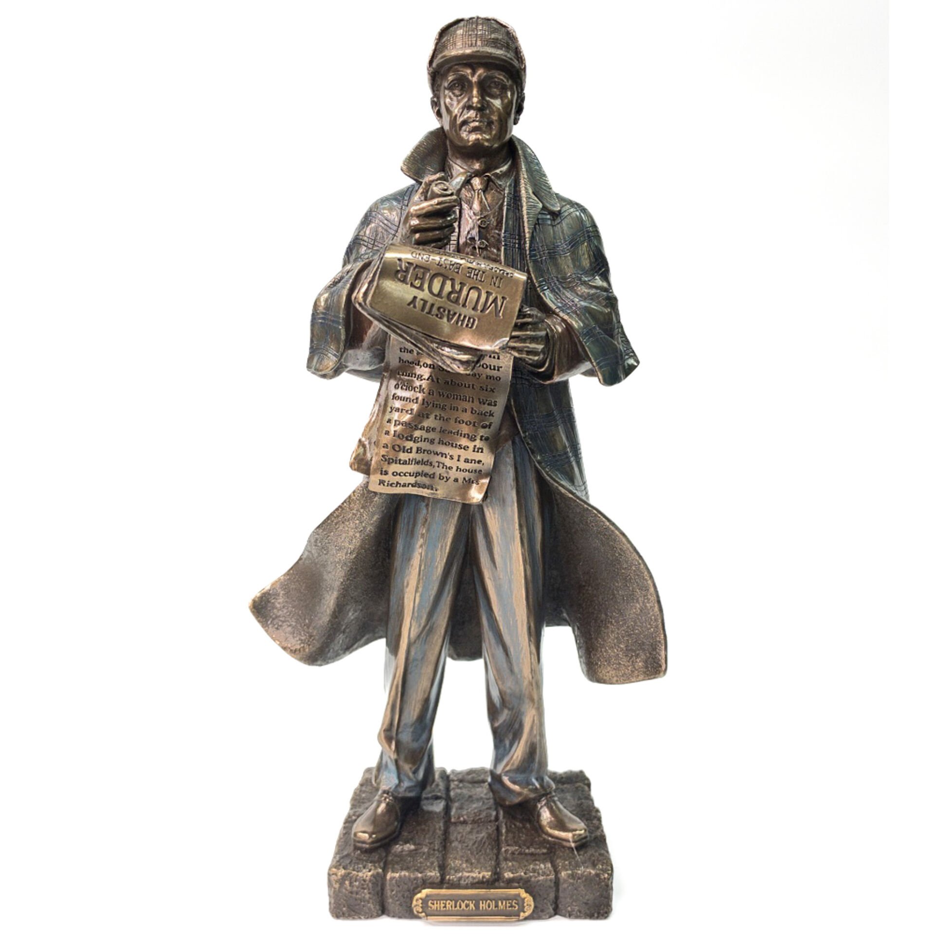 Sherlock Holmes Bronz Heykel Biblo Dekor