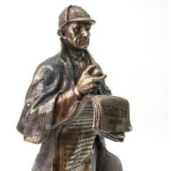 Sherlock Holmes Bronz Heykel Biblo Dekor