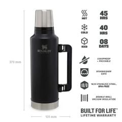 Stanley Klasik Vakumlu Paslanmaz Çelik Termos 1.9 LT - Matte Black Pebble