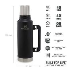 Stanley Klasik Vakumlu Paslanmaz Çelik Termos 1.9 LT - Matte Black Pebble