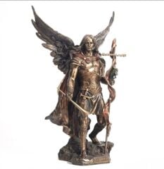 Aziz Gabriel Bronz Melek Heykel Biblo Dekor