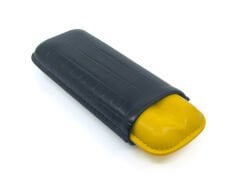 Parmida Deri Puro Kılıfı/Seyahat Humidoru İkili - Siyah/Sarı (Timsah Derisi Desen)