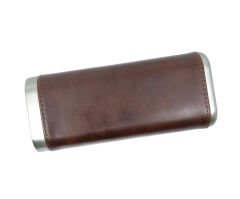 Parmida  Deri Puro Kılıfı 3'lü - Seyahat Humidoru Kahverengi 32026