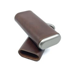 Parmida  Deri Puro Kılıfı 3'lü - Seyahat Humidoru Kahverengi 32026