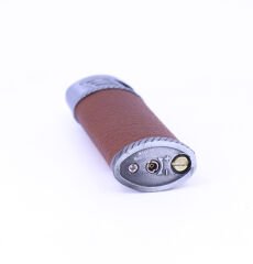 Açık Kahverengi Deri Kaplama Jet Alev Puro Çakmağı