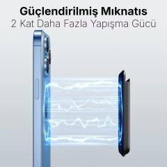 Cep Telefonları için Magsafe ile Uyumlu Cüzdan Manyetik Kartlık Yenilenmiş V2 Güçlü Mıktanıs ile Süper Yapışma ve Sağlam Tutuş  - Siyah