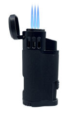 Parmida Üçlü Pürmüz Alevli Siyah Puro Çakmağı – Dahili Punch (Delici)