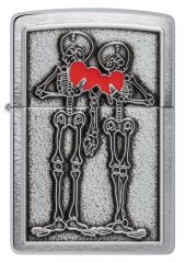 Zippo Unisex Adult Love Lighters, Couple Love Emblem Bruahed Chrome