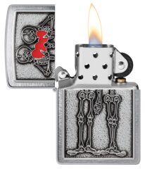 Zippo Unisex Adult Love Lighters, Couple Love Emblem Bruahed Chrome