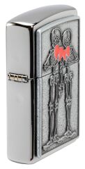 Zippo Unisex Adult Love Lighters, Couple Love Emblem Bruahed Chrome