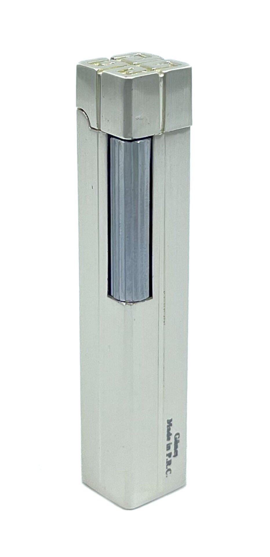 Slim Kare Metal Çakmak - Krom - Taşlı Gazlı Model 2