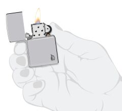 Zippo Armor® Flame Dizayn Çakmak - High Polish Chrome