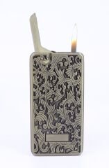 Mum Alev - Soft Flame Metal Kasa Çakmak - Gravür İşlemeli Bronz