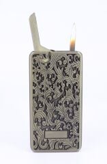 Mum Alev - Soft Flame Metal Kasa Çakmak - Gravür İşlemeli Bronz