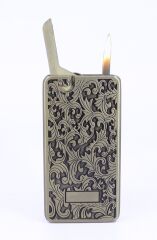 Mum Alev - Soft Flame Metal Kasa Çakmak - Gravür İşlemeli Bronz