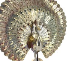 Vintage Görünümlü Dekoratif Tavus Kuşu Pirinç Biblo