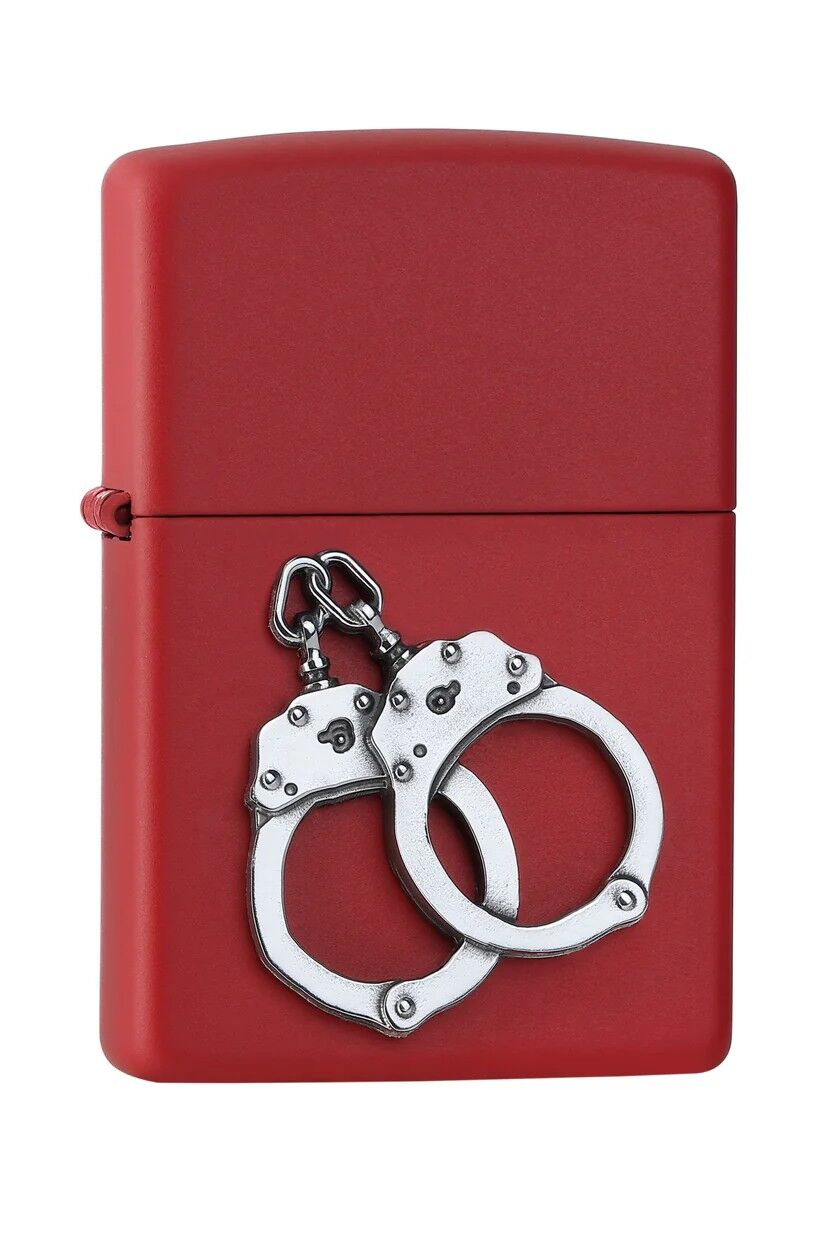 Zippo Kelepçe - Handcuffs Emblem Dizayn Çakmak - Red Matte