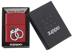Zippo Kelepçe - Handcuffs Emblem Dizayn Çakmak - Red Matte