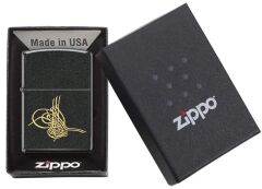 Zippo Ottoman Sultan Tuğra Black Crackle Dizayn Çakmak