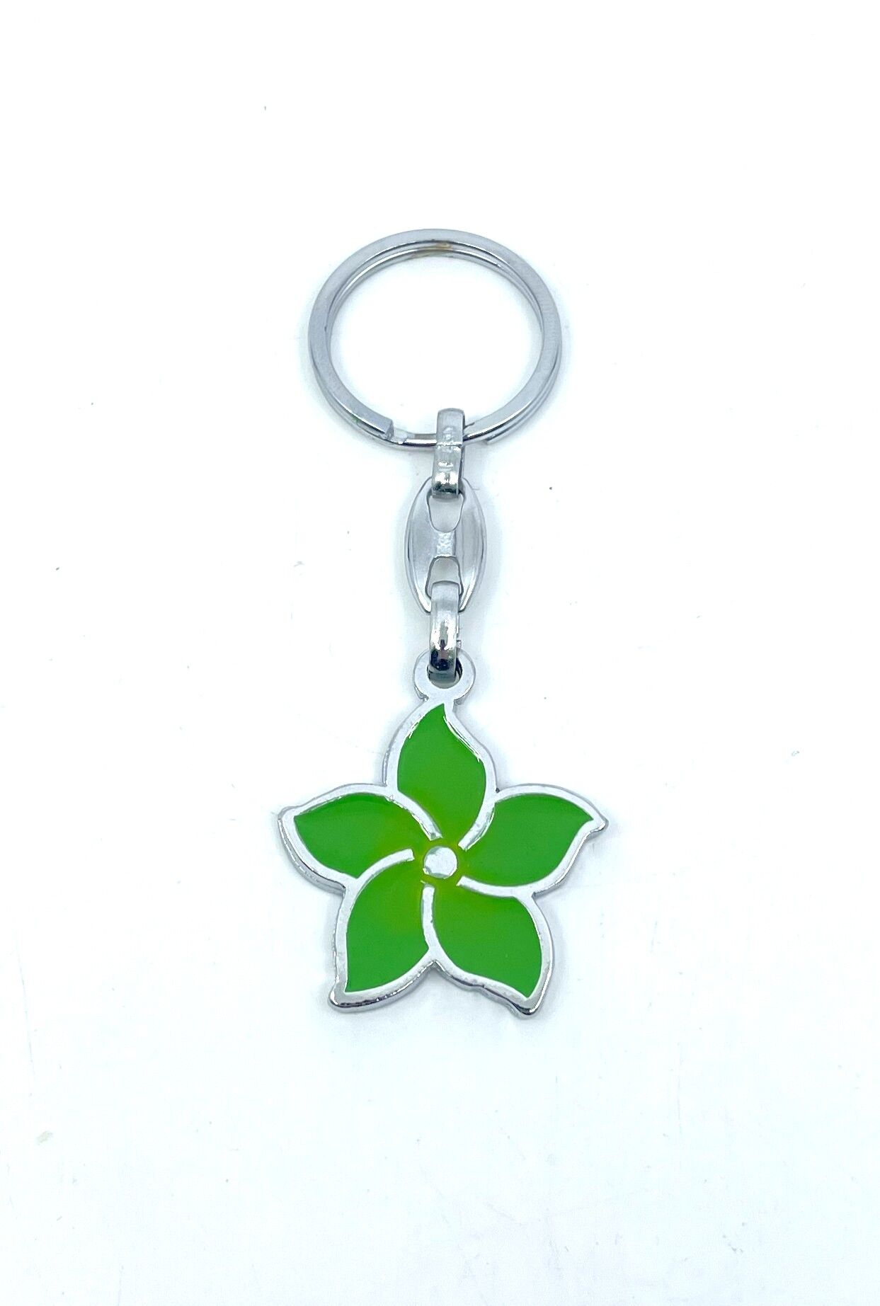 Yeşil Lotus Çiçeği Metal Anahtarlık