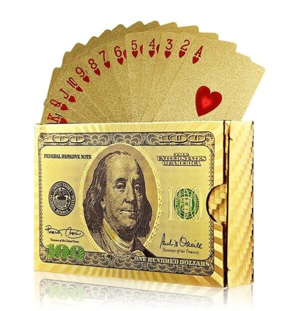 Dolar Baskılı İskambil Oyun Kartları Gold